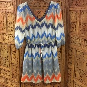 BeBop Double V-Neck Chevron Dress